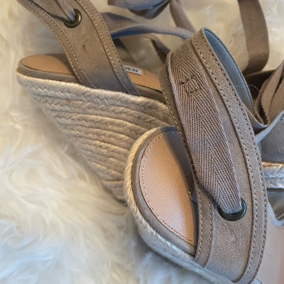 NWOT High-heel Espadrilles. Never worn. Size 9. Taupe suede with lace up ankle! - Picture 8 of 9